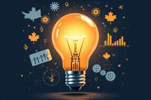 Illustration of a lightbulb representing an idea, surrounded by gears and financial symbols