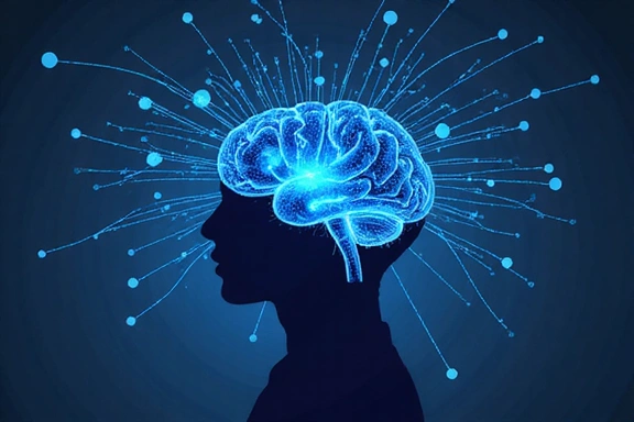Stylized depiction of data flowing into a brain, representing knowledge and expertise
