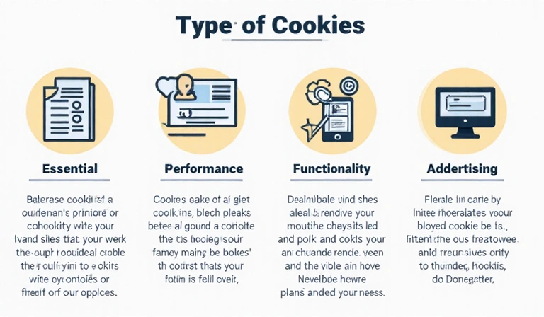 Visual representation of different cookie types and their functions